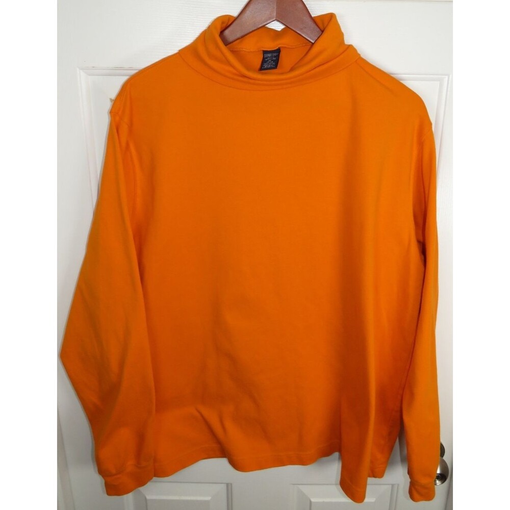 VINTAGE Lands End Turtleneck Long Sleeve Shirt Orange Men's Size XL Made in USA